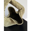 Borsa a tracolla Bottega Veneta Large Hop in camoscio intrecciato verde oliva