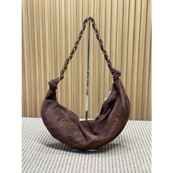 Borsa a tracolla Hobo YSL Saint Laurent Amalia croissant Caffè