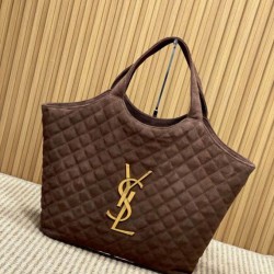 Replica qualità specchio Borse Imitazioni tote YSL Saint Laurent Icare scamosciata marrone