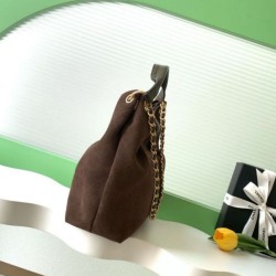 Replica qualità specchio Borsa Chanel 26C Dumpling Hobo AS5978 scamosciata Caffè
