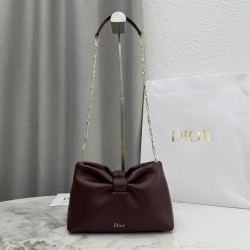 Borsa a tracolla Dior Bow piccola/media con finitura oro Caffè