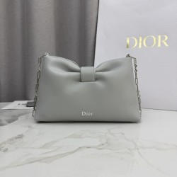 Borsa a tracolla Dior Bow piccola/media con finitura oro Grigio