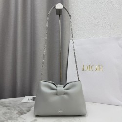 Borsa a tracolla Dior Bow piccola/media con finitura oro Grigio