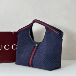 Replica Borsa tote Gucci Giglio grande scamosciata GG 853971 Blu Imitazioni Replica qualità specchio Borsa tote Gucci Giglio grande scamosciata GG 853971 Blu