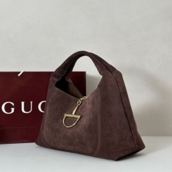 Replica Gucci 837466 Bora Pari all'originale replica a tracolla maxi Softbit Marrone scamosciato Imitazioni Replica qualità specchio Gucci 837466 Bora Pari all'originale replica a tracolla maxi Softbit Marrone scamosciato