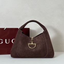 Replica qualità specchio Gucci 837466 Bora Pari all'originale replica a tracolla maxi Softbit Marrone scamosciato