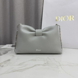 Borsa a tracolla Dior Bow piccola/media con finitura oro Grigio