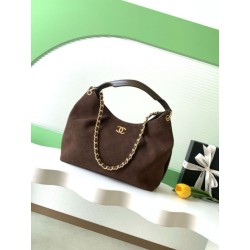 Borsa Chanel 26C Dumpling Hobo AS5978 scamosciata Caffè