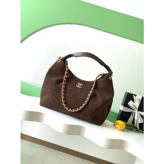 Borsa Chanel 26C Dumpling Hobo AS5978 scamosciata Caffè