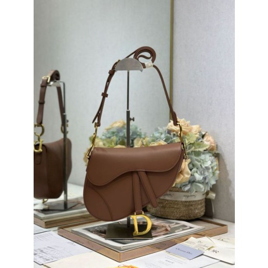 Borse Replica Dior Saddle pelle di vitello liscia marrone
