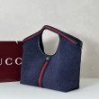 Borsa tote Gucci Giglio grande scamosciata GG 853971 Blu
