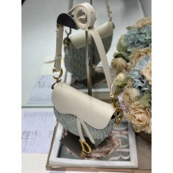 Borse Dior Saddle tela jacquard Dior Oblique blu