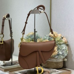 Replica qualità specchio Borse  Dior Saddle pelle di vitello liscia marrone