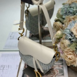 Replica Borse Dior Saddle tela jacquard Dior Oblique blu Imitazioni Replica qualità specchio Borse Dior Saddle tela jacquard Dior Oblique blu