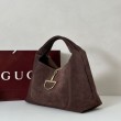 Gucci 837466 Bora Pari all'originale replica a tracolla maxi Softbit Marrone scamosciato