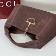 Gucci 837466 Bora Pari all'originale replica a tracolla maxi Softbit Marrone scamosciato