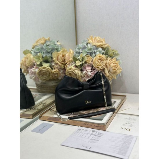 Replica Borsa Dior Bow con fiocco nero e metallo finitura oro Imitazioni Replica qualità specchio Borsa Dior Bow con fiocco nero e metallo finitura oro