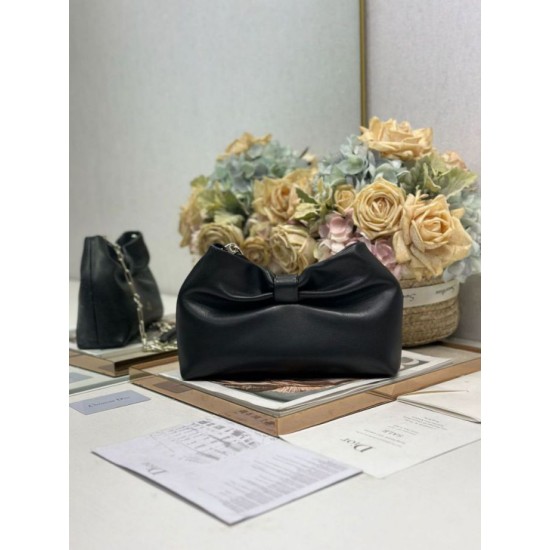 Replica Borsa Dior Bow con fiocco nero e metallo finitura oro Imitazioni Replica qualità specchio Borsa Dior Bow con fiocco nero e metallo finitura oro