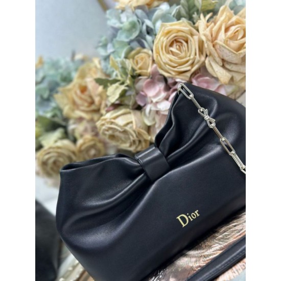 Replica Borsa Dior Bow con fiocco nero e metallo finitura oro Imitazioni Replica qualità specchio Borsa Dior Bow con fiocco nero e metallo finitura oro