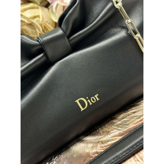 Replica Borsa Dior Bow con fiocco nero e metallo finitura oro Imitazioni Replica qualità specchio Borsa Dior Bow con fiocco nero e metallo finitura oro