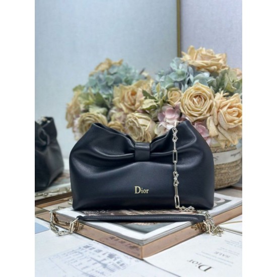 Replica Borsa Dior Bow con fiocco nero e metallo finitura oro Imitazioni Replica qualità specchio Borsa Dior Bow con fiocco nero e metallo finitura oro