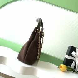 Replica Borsa Chanel 26C Maxi Hobo AS5970 AS5978 scamosciata marrone Imitazioni Replica qualità specchio Borsa Chanel 26C Maxi Hobo AS5970 AS5978 scamosciata marrone
