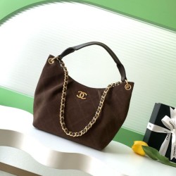 Replica qualità specchio Borsa Chanel 26C Maxi Hobo AS5970 AS5978 scamosciata marrone
