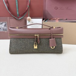 Replica qualità specchio Perfetta Loro Piana Extra Clutch L29 Caramello Salvia