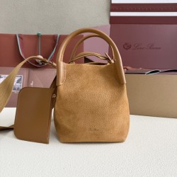 Replica Borsa a secchiello Loro Piana Bale piccola/media Marrone Imitazioni Replica qualità specchio Borsa a secchiello Loro Piana Bale piccola/media Marrone
