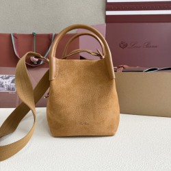 Replica qualità specchio Borsa a secchiello Loro Piana Bale piccola/media Marrone