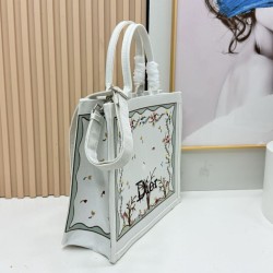 Replica qualità specchio Borse  Dioramour  Dior Book Tote con tracolla multicolore fiori Revolution ricamati bianchi
