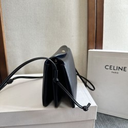 Replica Borsa 1:1 Celine Trio Flap morbida pelle di agnello nera Imitazioni Replica qualità specchio Borsa 1:1 Celine Trio Flap morbida pelle di agnello nera