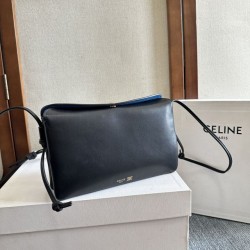 Replica qualità specchio Borsa  1:1 Celine Trio Flap morbida pelle di agnello nera