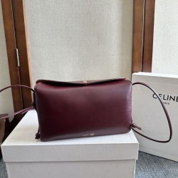 Replica qualità specchio Borsa Celine Trio Flap morbida pelle di agnello bordeaux
