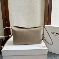 Replica qualità specchio Borse Celine Trio Flap morbida pelle di agnello grigia
