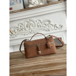 Borse Firmate Replica a tracolla con manico superiore Loro Piana Extra Bag 23 Marrone