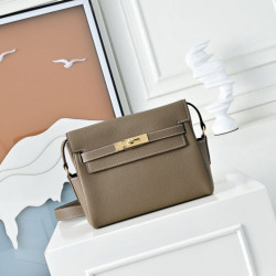 Borsa a tracolla Hermes Kelly Messenger grigia