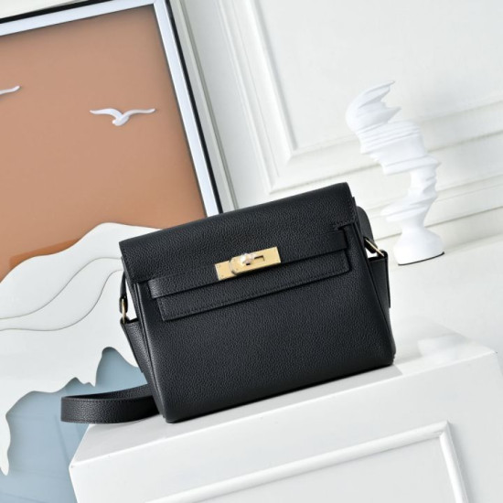 Borsa a tracolla Hermes Kelly Messenger nera