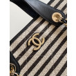 Borsa shopping Tote Chanel Deauville AS6007 tela righe bianca/nero Borsa shopping Tote Chanel Deauville AS6007 tela righe bianca/nero