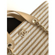 Borsa shopping Tote Chanel Deauville AS6007 tela righe marrone Borsa shopping Tote Chanel Deauville AS6007 tela righe marrone
