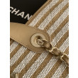 Borsa shopping Tote Chanel Deauville AS6007 tela righe marrone Borsa shopping Tote Chanel Deauville AS6007 tela righe marrone