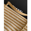 Borsa shopping Tote Chanel Deauville AS6007 tela righe marrone Borsa shopping Tote Chanel Deauville AS6007 tela righe marrone