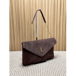 YSL Saint Laurent Cassandre Borse Imitazioni a busta grande con catena scamosciata marrone YSL Saint Laurent Cassandre Borse Imitazioni a busta grande con catena scamosciata marrone