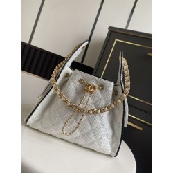 Replica Perfetta a mano Chanel 25 Mini Hobo AS5293 Rafia intrecciata Beige/Nero