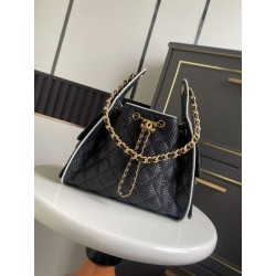 Imitazioni borse griffate a mano Chanel 25 Mini Hobo AS5293 Rafia intrecciata Nero