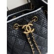 Imitazioni borse griffate a mano Chanel 25 Mini Hobo AS5293 Rafia intrecciata Nero