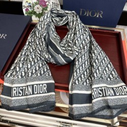 Replica qualità specchio Sciarpa Dior Oblique misto cashmere blu navy 65x185