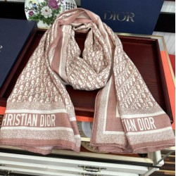 Replica qualità specchio Sciarpa Dior Oblique misto cashmere Rosa 65x185