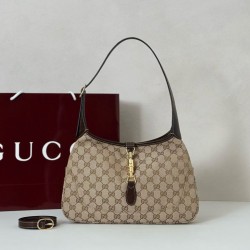 Replica qualità specchio Borsa a tracolla piccola Gucci Jackie Slim 863136/863137 Marrone
