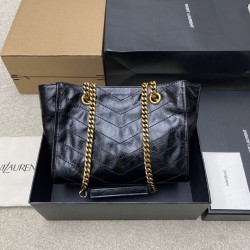 Replica Borse YSL Saint Laurent Niki piccola shopping pelle bovina oliata e cerata nera Imitazioni Replica qualità specchio Borse YSL Saint Laurent Niki piccola shopping pelle bovina oliata e cerata nera